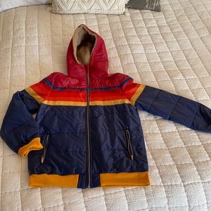 🌈😎Trendy Multi-color puffy jacket w/soft lined hood😎🌈 NWOT